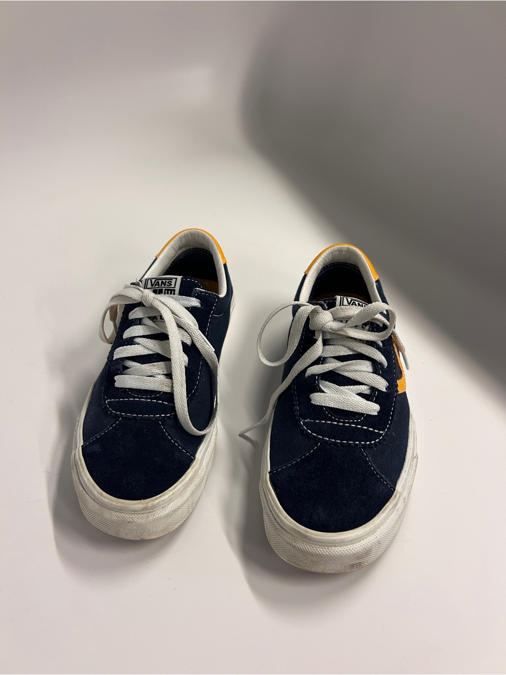 Vans Kids Navy Suede Low-Top Sneakers with Yellow Accent